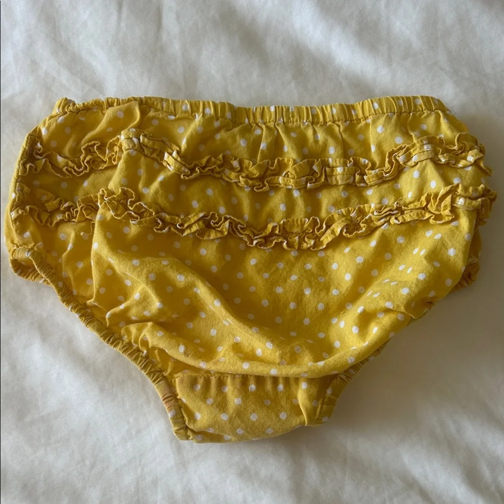Baby Boden Yellow and White Polka Dot Diaper Cover/bloomer